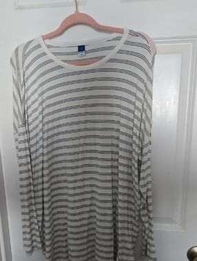 Soft Striped Long Sleeve Top - White/Black